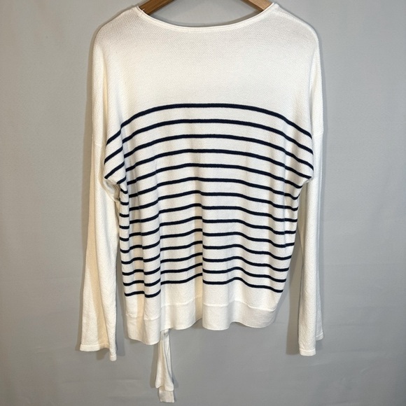 St John’s Bay Long Sleeve Cotton Blend Striped Corner Tie Top Blouse Sweater 1X - Picture 8 of 8